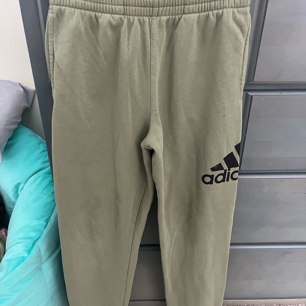 Adidas Kids Olive Joggers with Black Logo